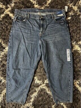 NWT Old Navy Extra High-Rise Balloon Jeans Womens Size 20 Distressed Blue Denim